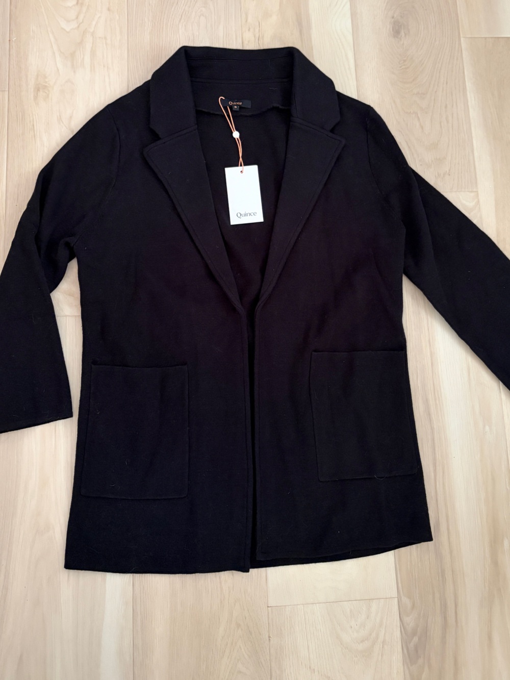 Quince Black Open-Front Trench Coat